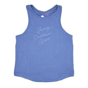 NWT Juicy Couture Sport Women's Relaxed Fit Keyhole Twist Tank - Baja Blue